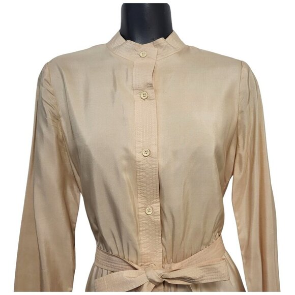 Vintage Silk Shirt Dress 1970s New Threads Belted Midi Hong Kong - Picture 3 of 14